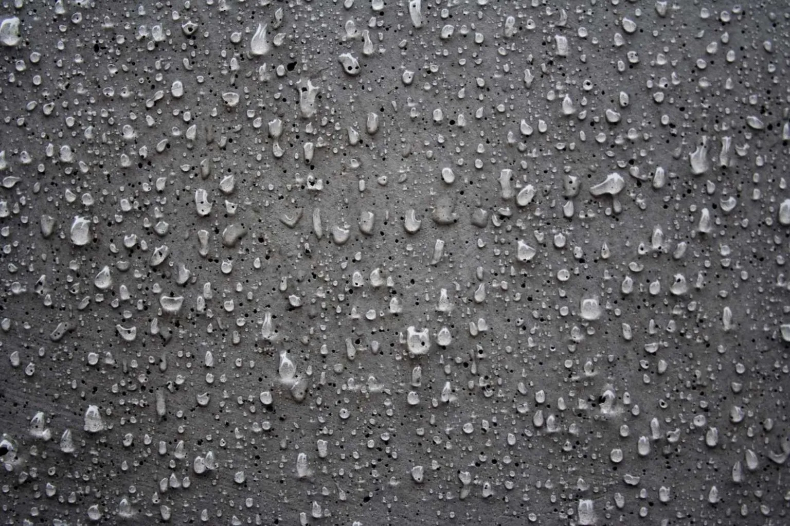 Water beading on a treated concrete surface