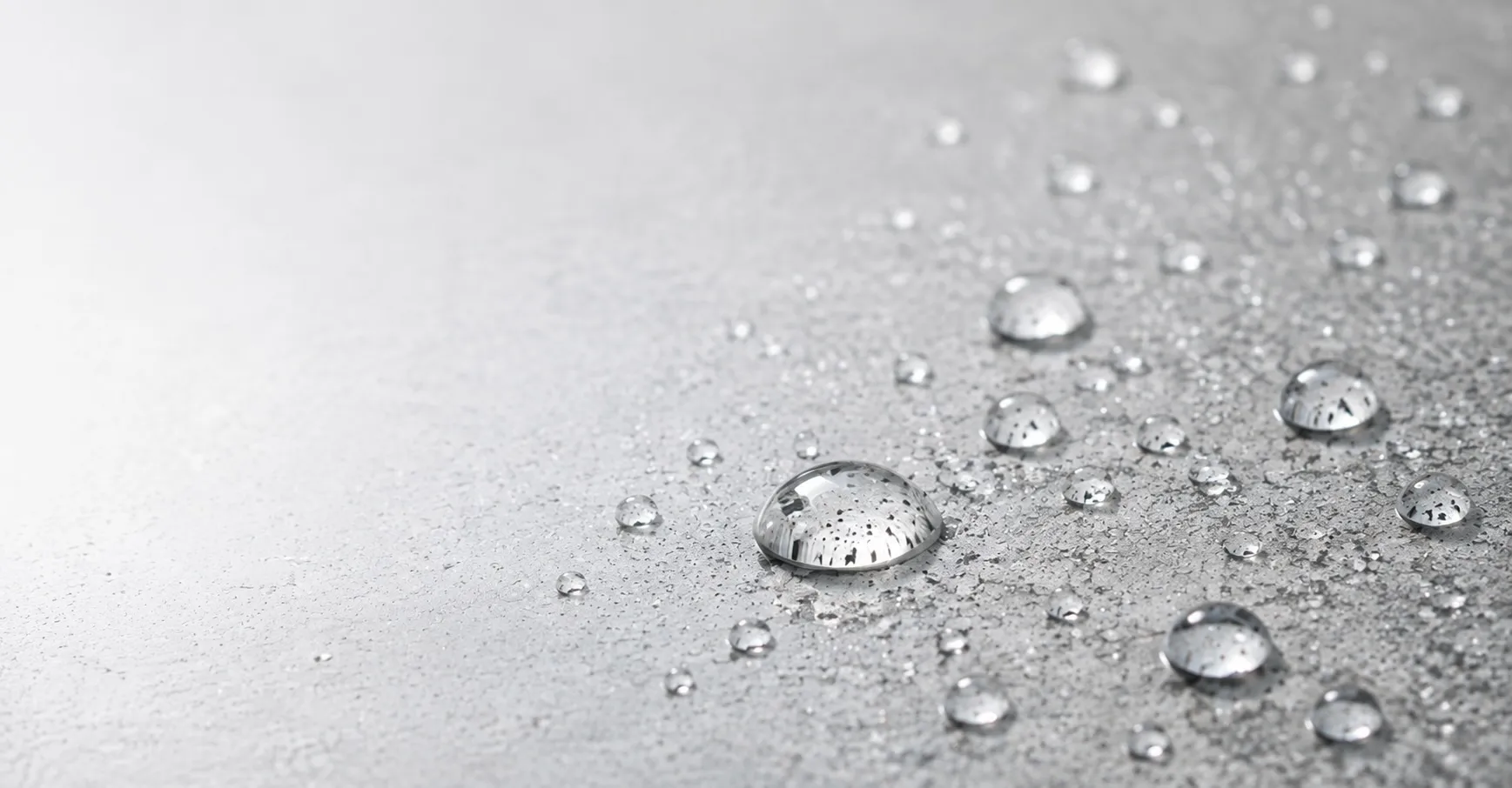 Water beading on a treated concrete surface